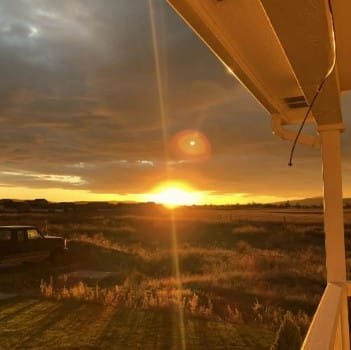 Sunset over a tranquil landscape.