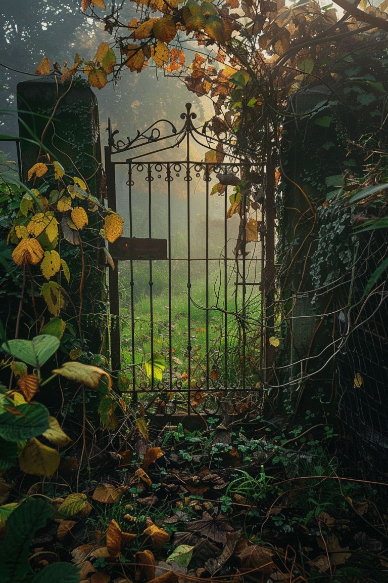 I don't know what to do with my life – symbolic image of a rusted garden gate surrounded by overgrowth, capturing the feeling of being stuck, uncertain, or searching for purpose.