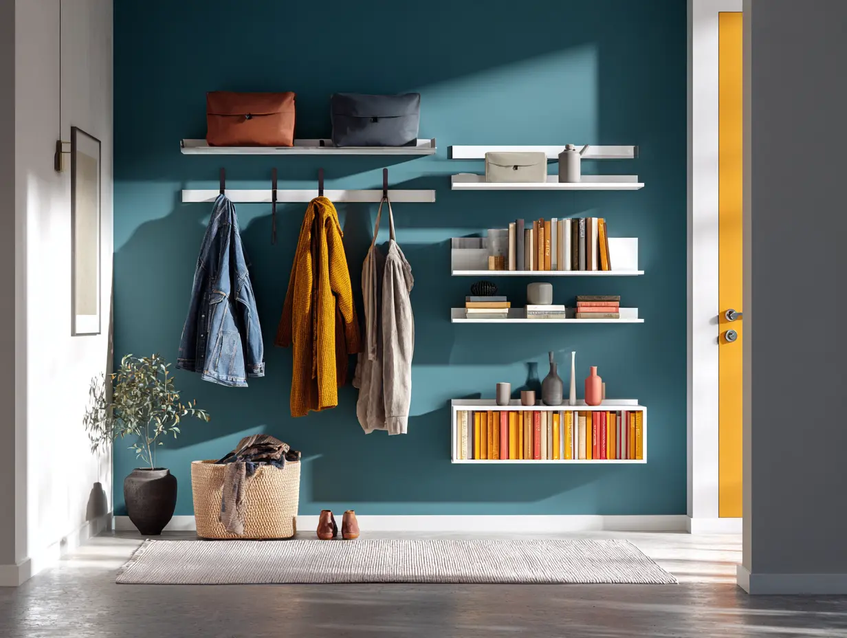 Vertical storage ideas with wall hooks, floating shelves, and over-the-door organizers to help organize your home and maximize space.
