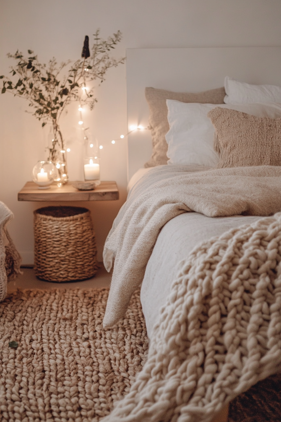 Cozy bedroom decor inspiration – layered textures, warm lighting, and peaceful color palettes to create your dream retreat. Pin this for later!