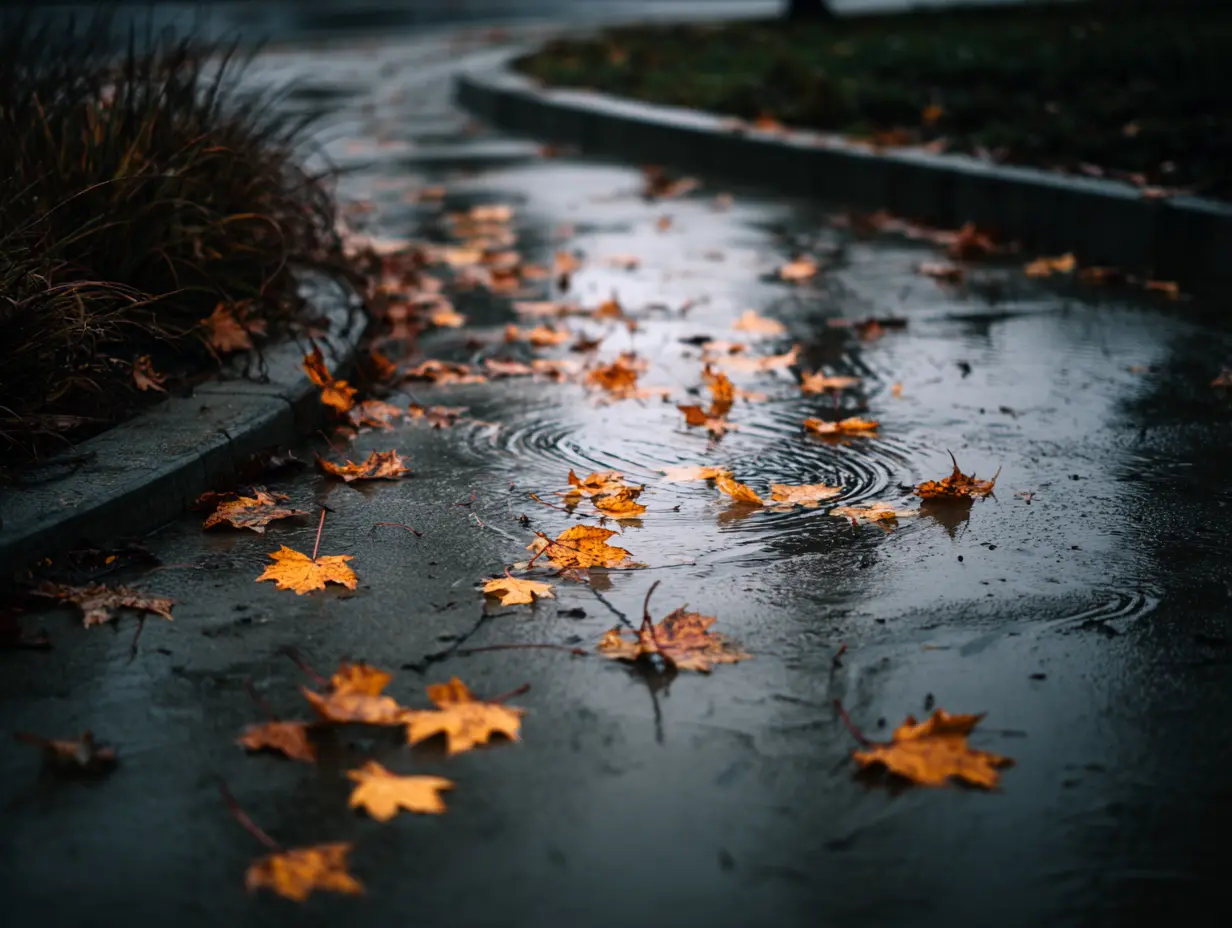 Falling autumn leaves drifting down an empty path, symbolizing how life keeps moving even when you don’t know what to do with your life