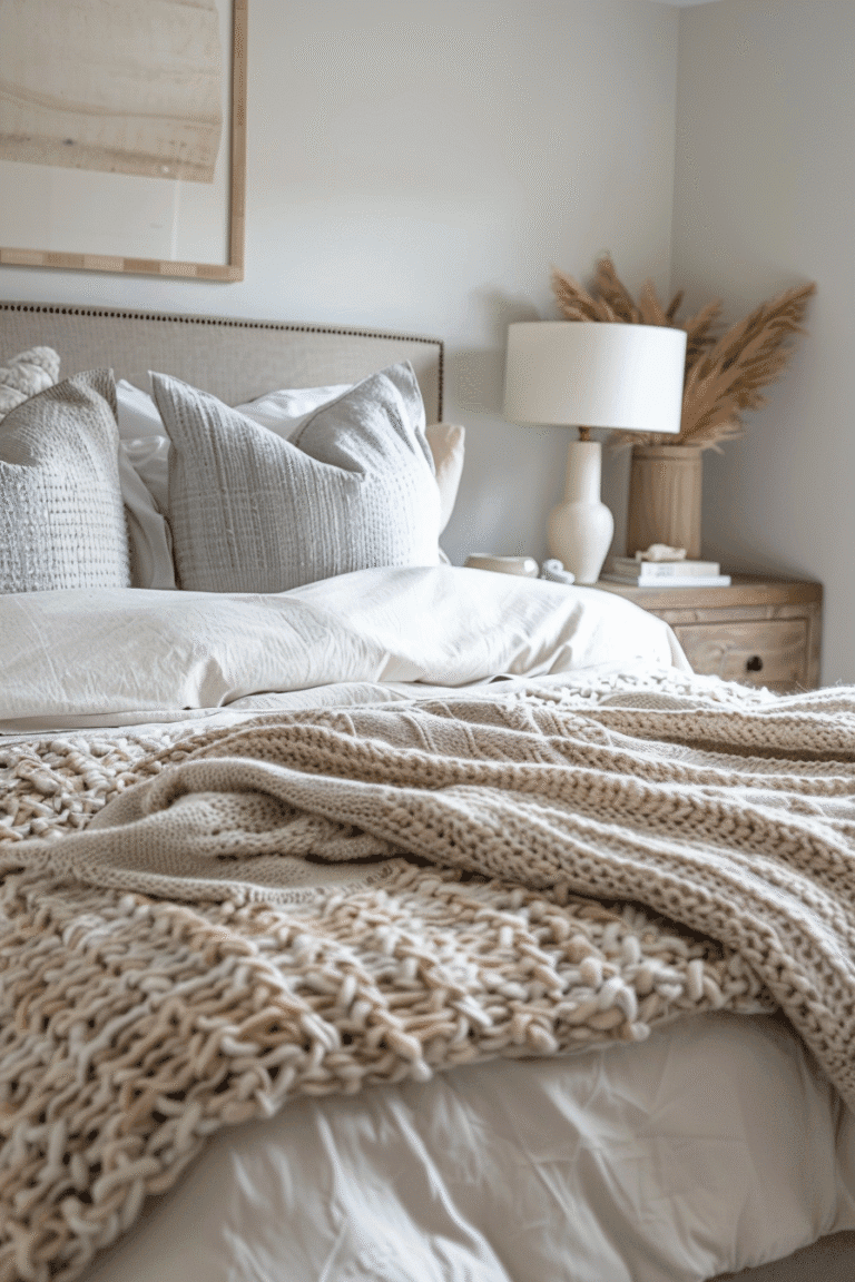 Cozy bedroom paint colors in soft gray creating a peaceful retreat with warm lighting and neutral bedding - discover the best colors for better sleep