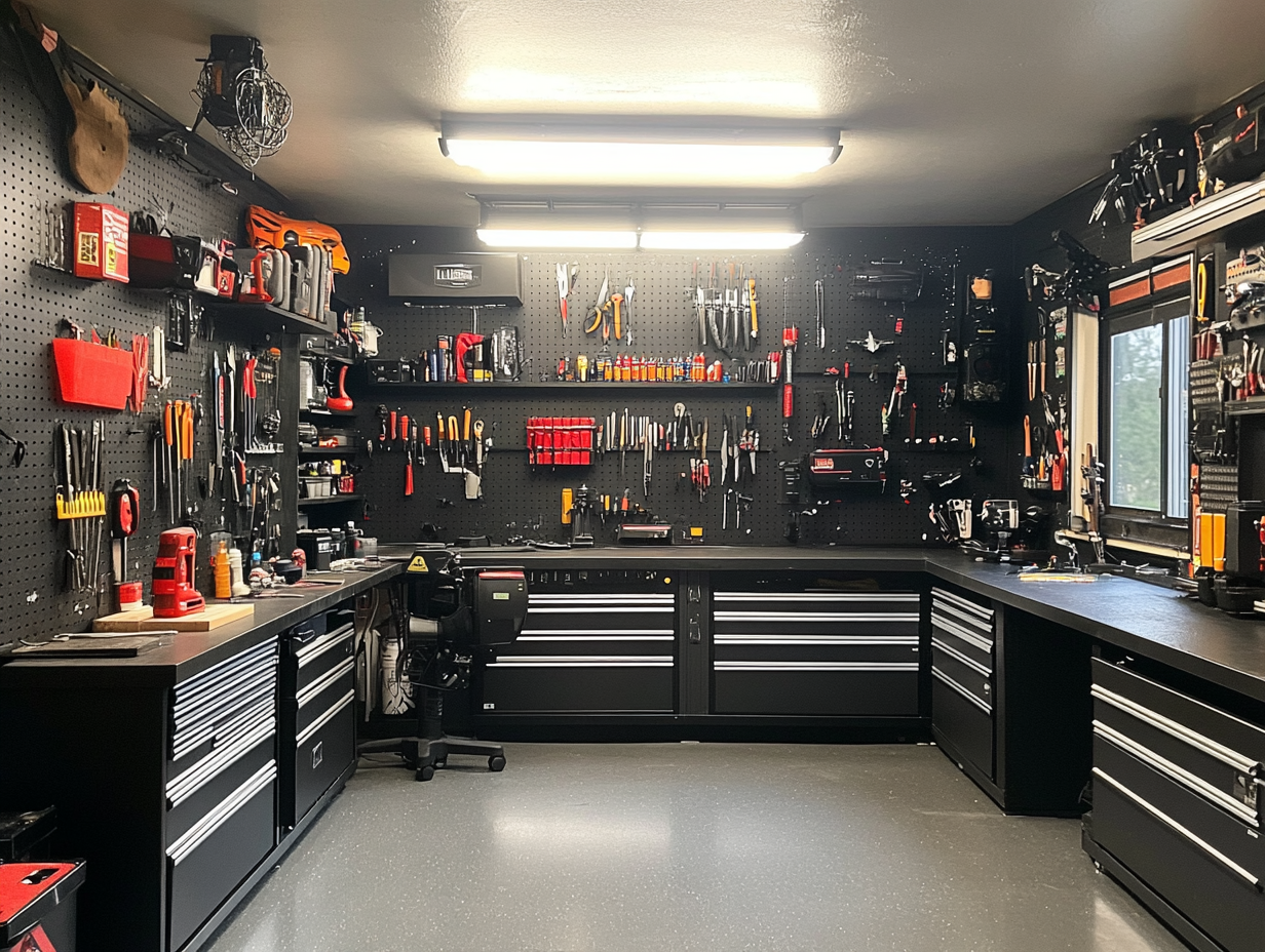 Garage man cave design featuring stylish storage solutions and organization systems - maximize your space efficiently today!