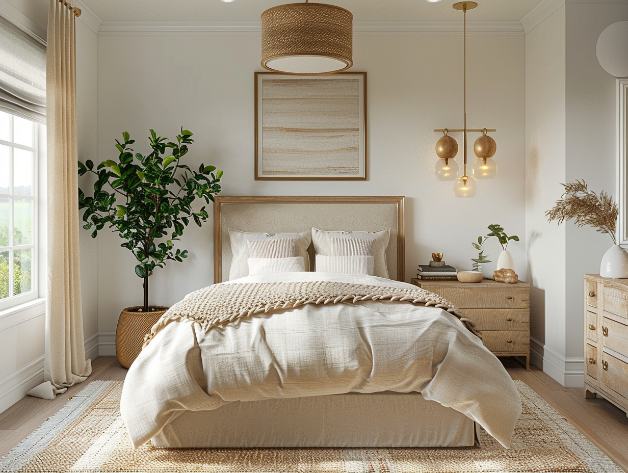 Warm bedroom paint colors in creamy white creating instant coziness - transform your space into a welcoming retreat
