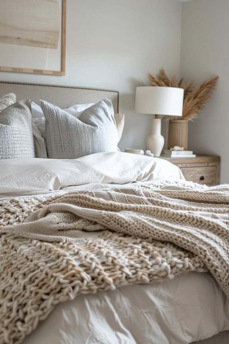Cozy bedroom paint colors in soft gray creating a peaceful retreat with warm lighting and neutral bedding - discover the best colors for better sleep