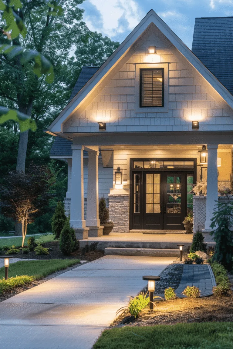 Outdoor lighting ideas for front of house that boost curb appeal and feel warm and inviting – Pin this cozy porch glow-up for later!