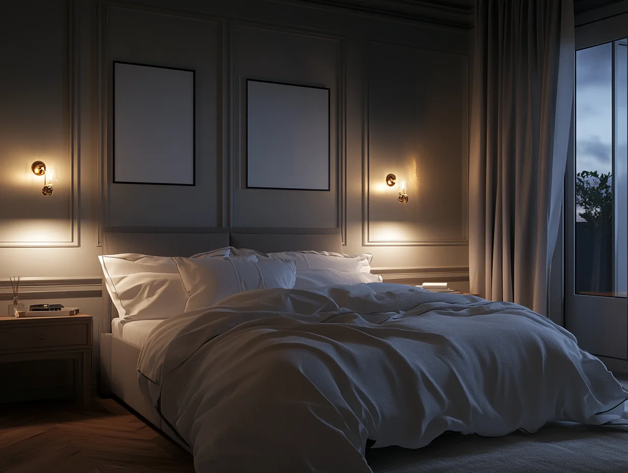 Peaceful bedroom paint colors in soft gray creating the perfect environment for better sleep quality and rest