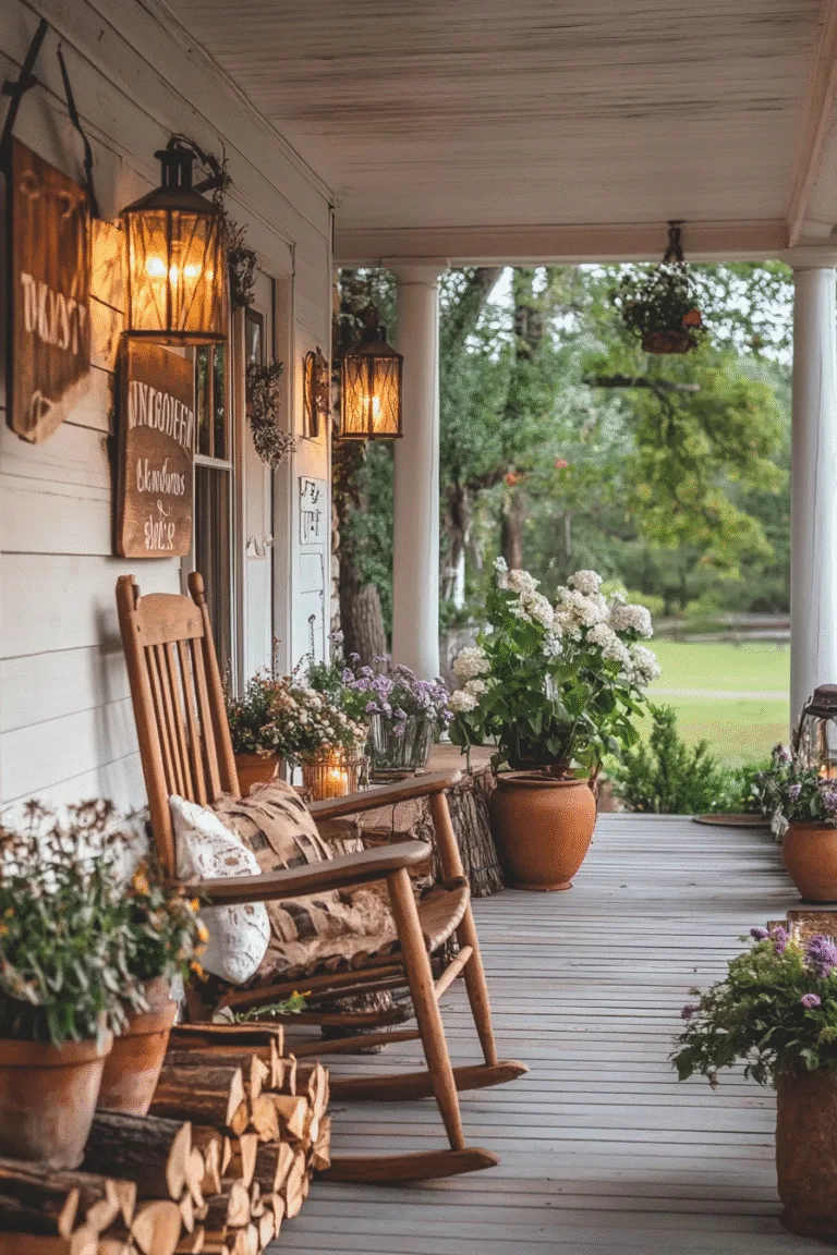 Rustic landscaping front yard with stone path, native plants, and a cozy farmhouse porch – Pin this rustic front yard idea for later!