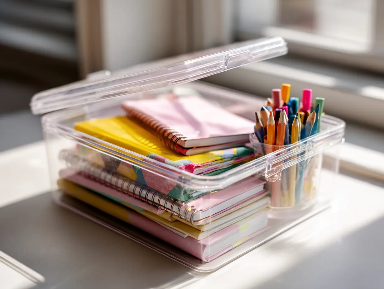 Clear craft box for kids organization