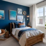 Nautical kids bedroom transforming from a nursery as the child ages.