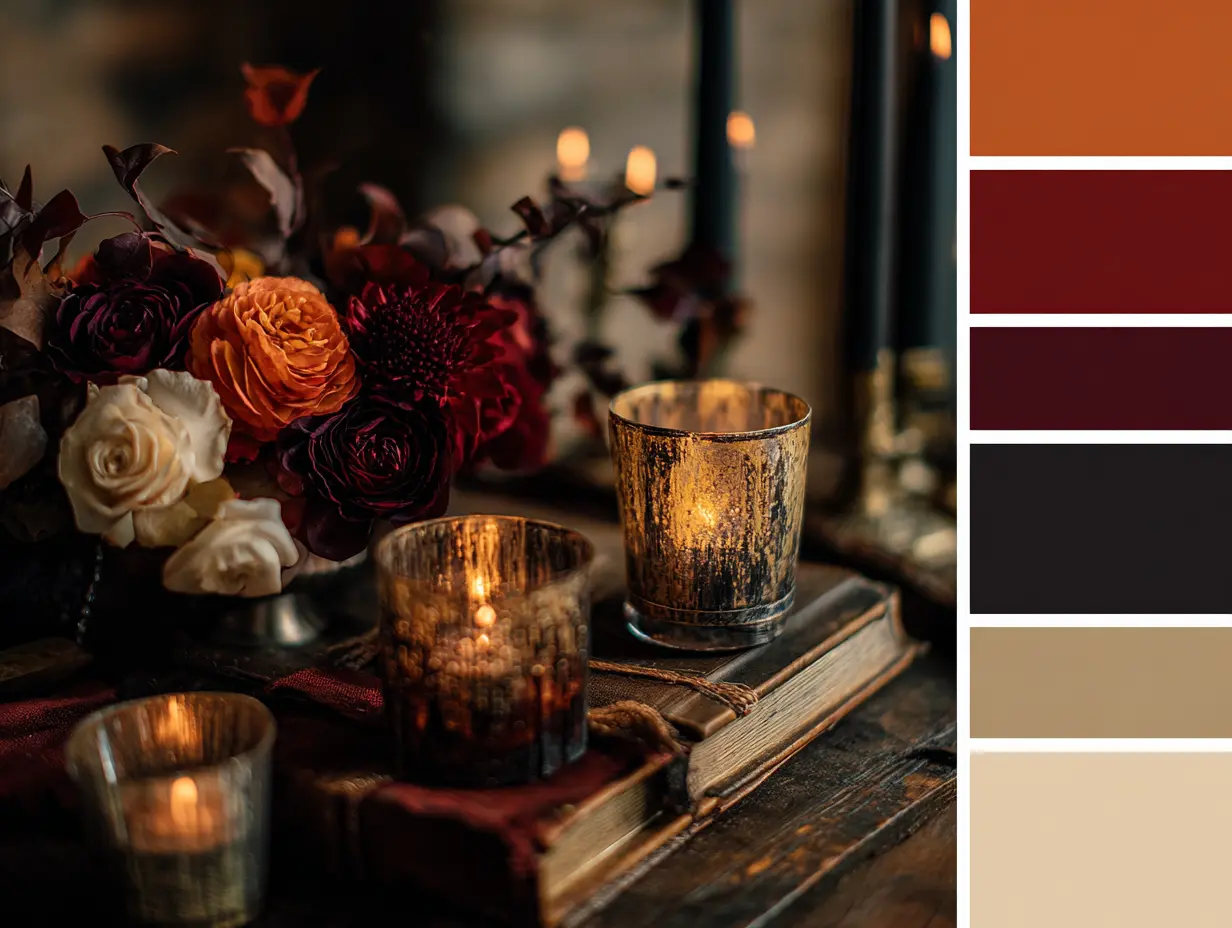 Halloween color palette with candles
